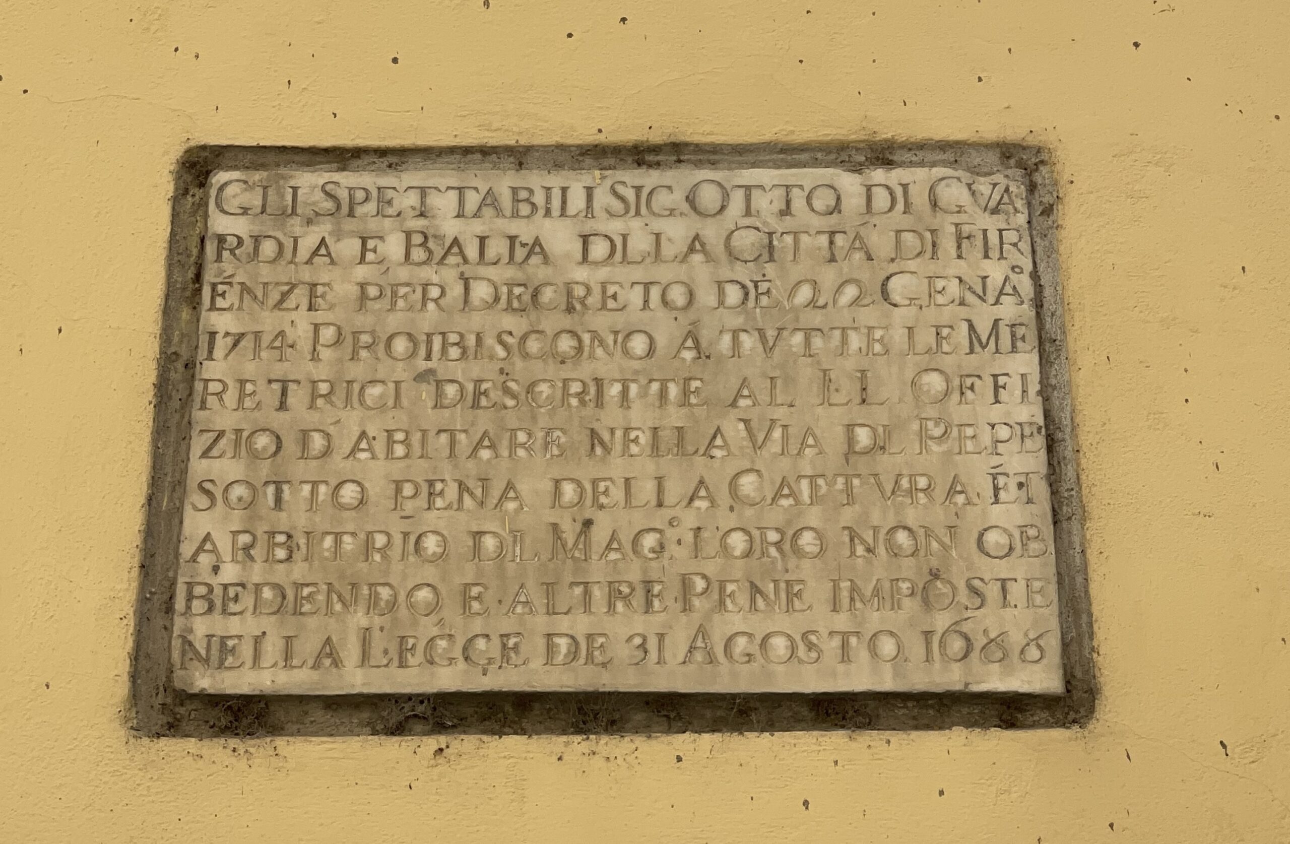 The 300-Year-Old Law on Prostitutes Still Written on a Wall in Florence