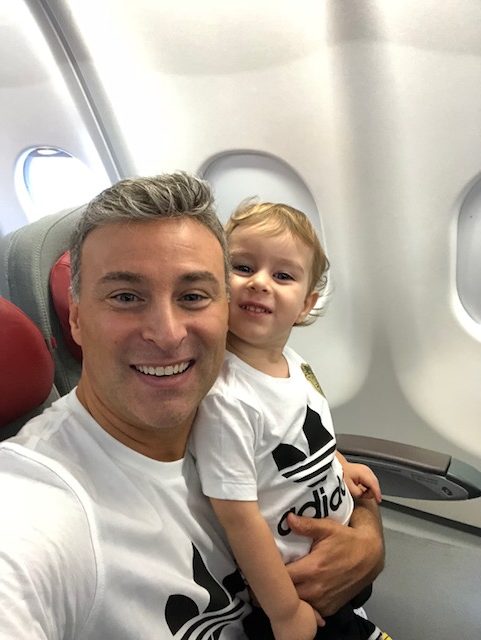 Dad and Toddler on Airplane